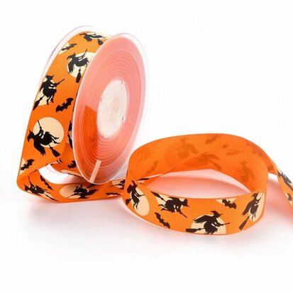 2.15 m Grosgrain lint oranje heks op bezem 25 mm breed