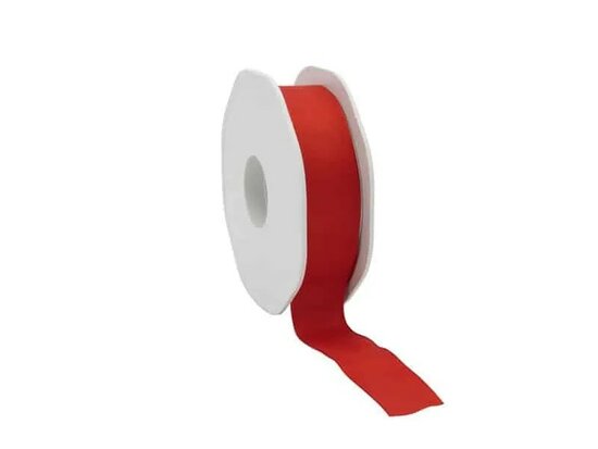 Katoen look lint met ijzerdraad rood 2.5 cm breed