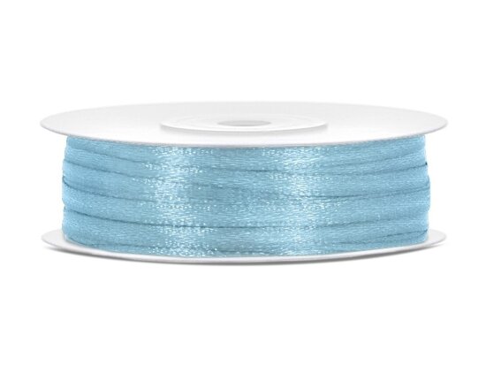 Satijn lint 3 mm breed licht blauw 91 meter rol