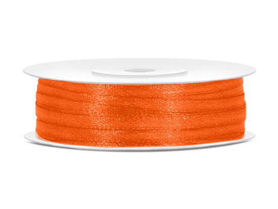 Satijn lint 3 mm fel oranje 91 meter rol