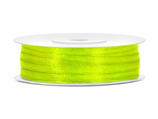 10 meter Satijn lint 3 mm neon groen 