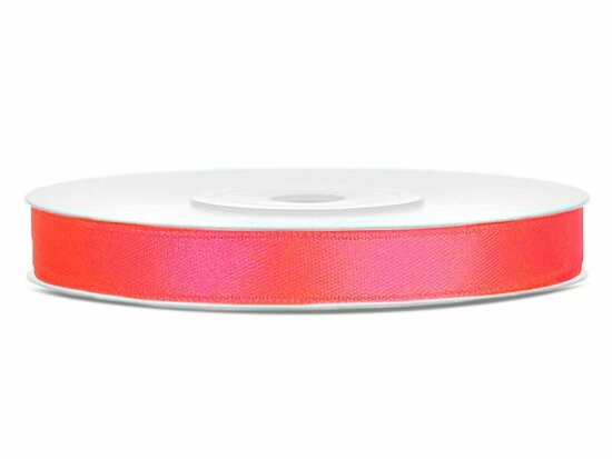 Satijn lint 6 mm neon fuchsia 6 meter